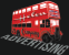 Red Bus with the word "Advertising"
